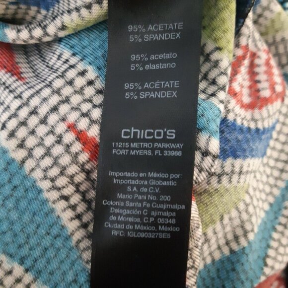 Chicos Travelers Midi Dress Small Colorful Sheath Long Mosaic Print Art Stretch - Picture 5 of 5